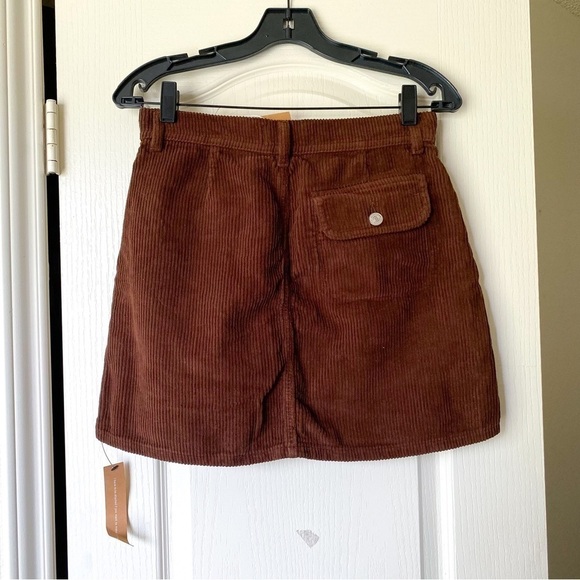Reformation Skirt Elia Patch Pocket Corduroy Mini High-Waisted Cafe 26 NWT - Picture 6 of 7